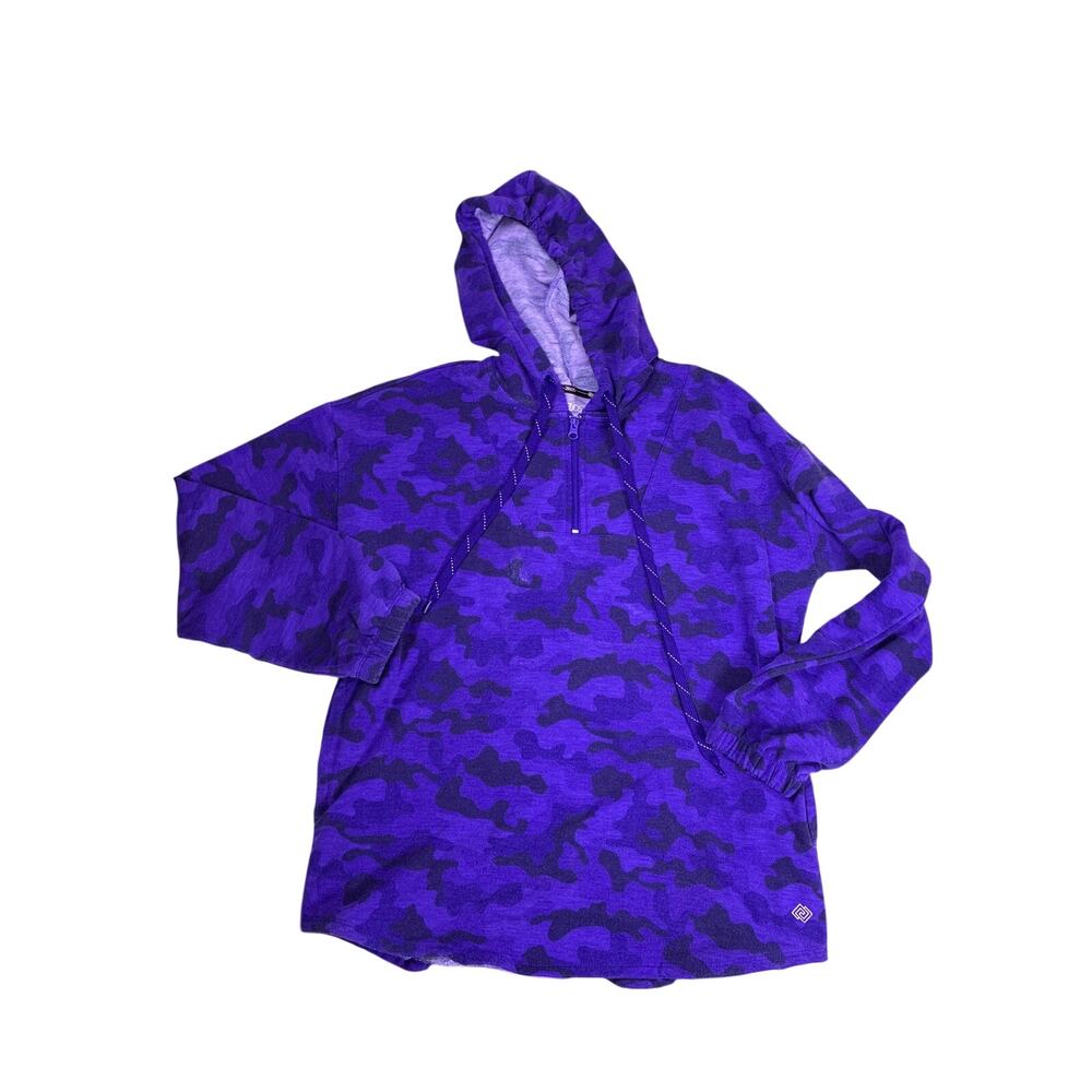 Zelos Purple Camo Quarter Zip Pullover Womens Large Y2K Athletic Activewear